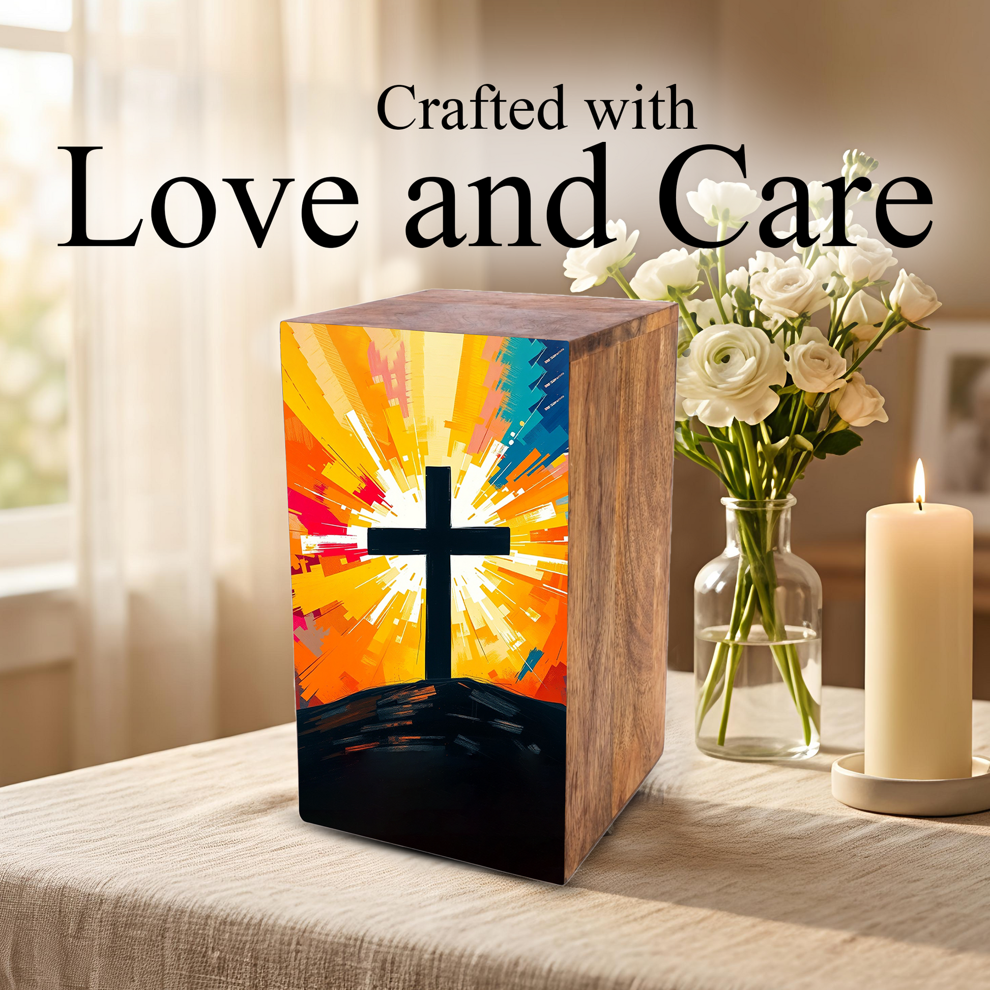 Celtic Cross Urn For Ashes - Religious Wooden Box keepsake Urns For Adults