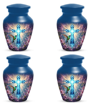Christian Cross Hummingbird Urn for Mom – Custom Memorial Cremation Urns for Ashes | Floral Faith Funeral Keepsake for Women