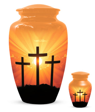 Three Crosses Cremation Urn for Ashes – Christian Memorial  Urns | Religious Keepsake