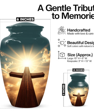 Christian Cross Cremation Urn for Ashes – Custom Religious Memorial Urns for Men & Women