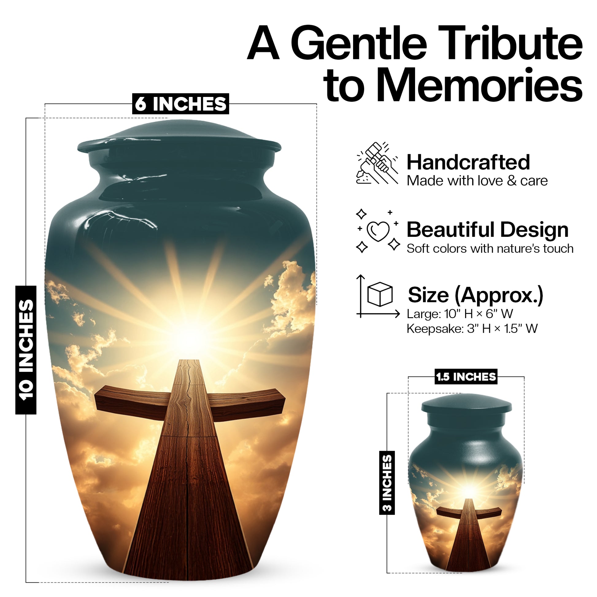 Christian Cross Cremation Urn for Ashes – Custom Religious Memorial Urns for Men & Women