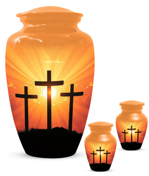 Three Crosses Cremation Urn for Ashes – Christian Memorial  Urns | Religious Keepsake