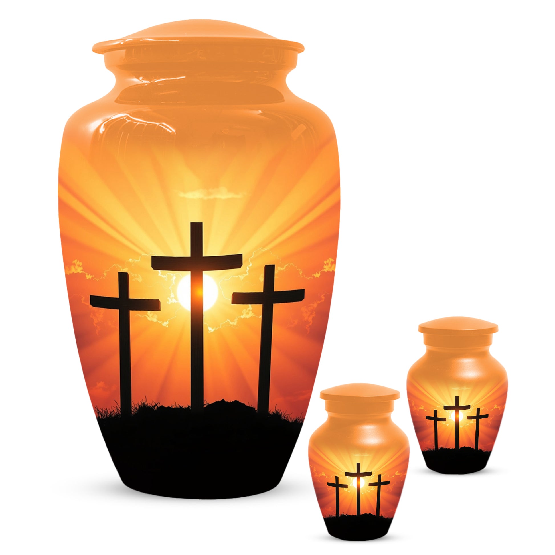 Three Crosses Cremation Urn for Ashes – Christian Memorial  Urns | Religious Keepsake