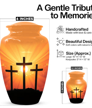 Three Crosses Cremation Urn for Ashes – Christian Memorial  Urns | Religious Keepsake