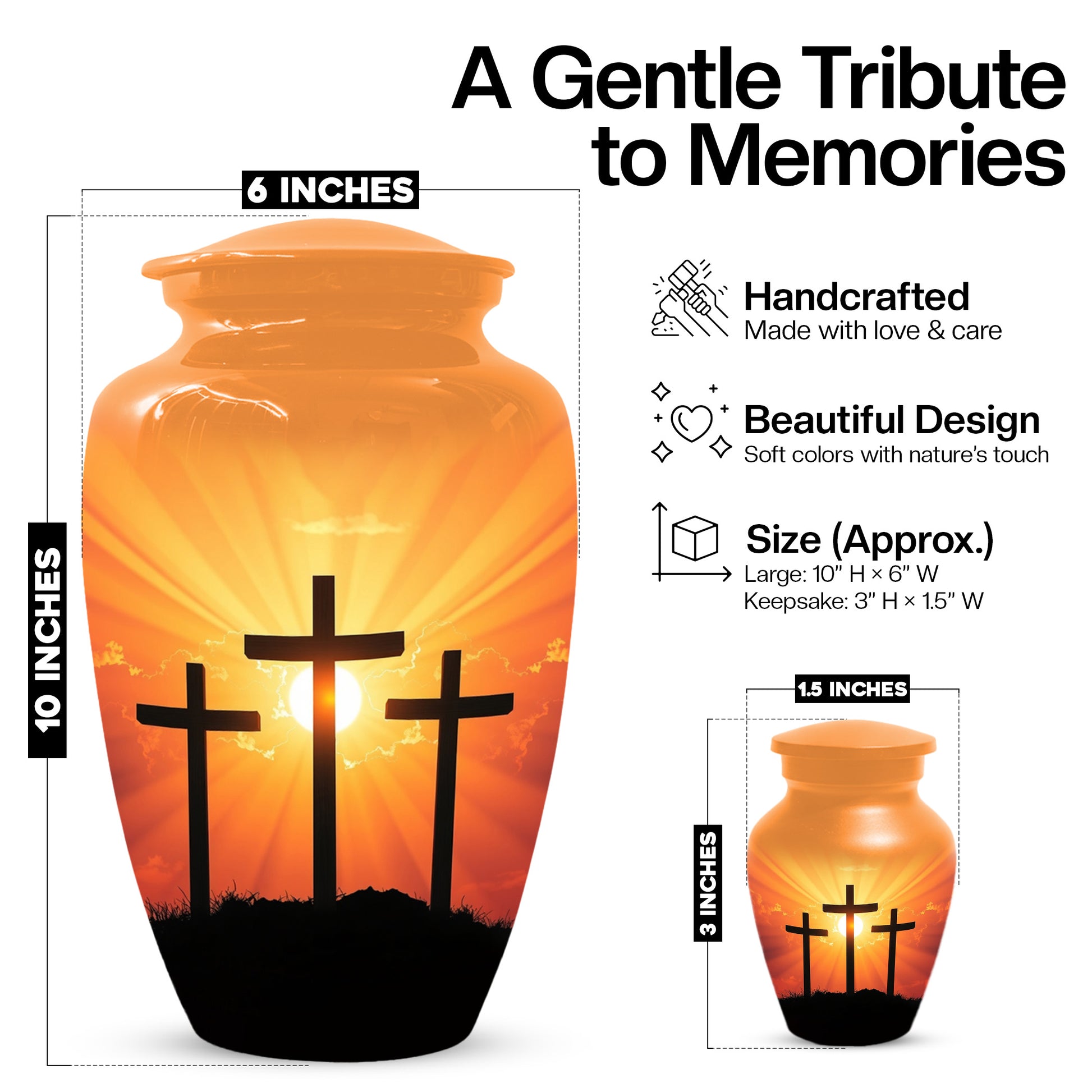 Three Crosses Cremation Urn for Ashes – Christian Memorial  Urns | Religious Keepsake