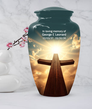 Christian Cross Cremation Urn for Ashes – Custom Religious Memorial Urns for Men & Women