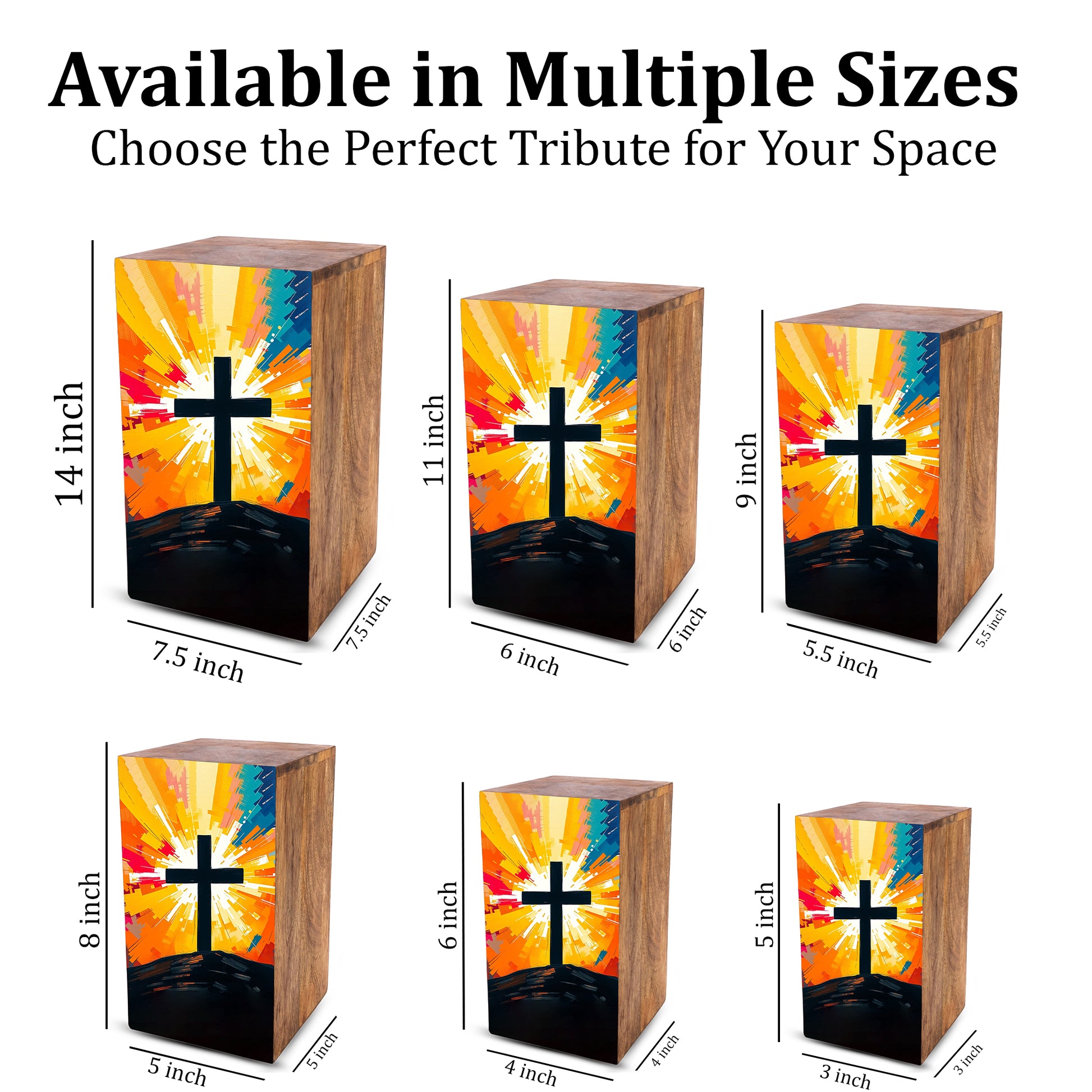 Celtic Cross Urn For Ashes - Religious Wooden Box keepsake Urns For Adults