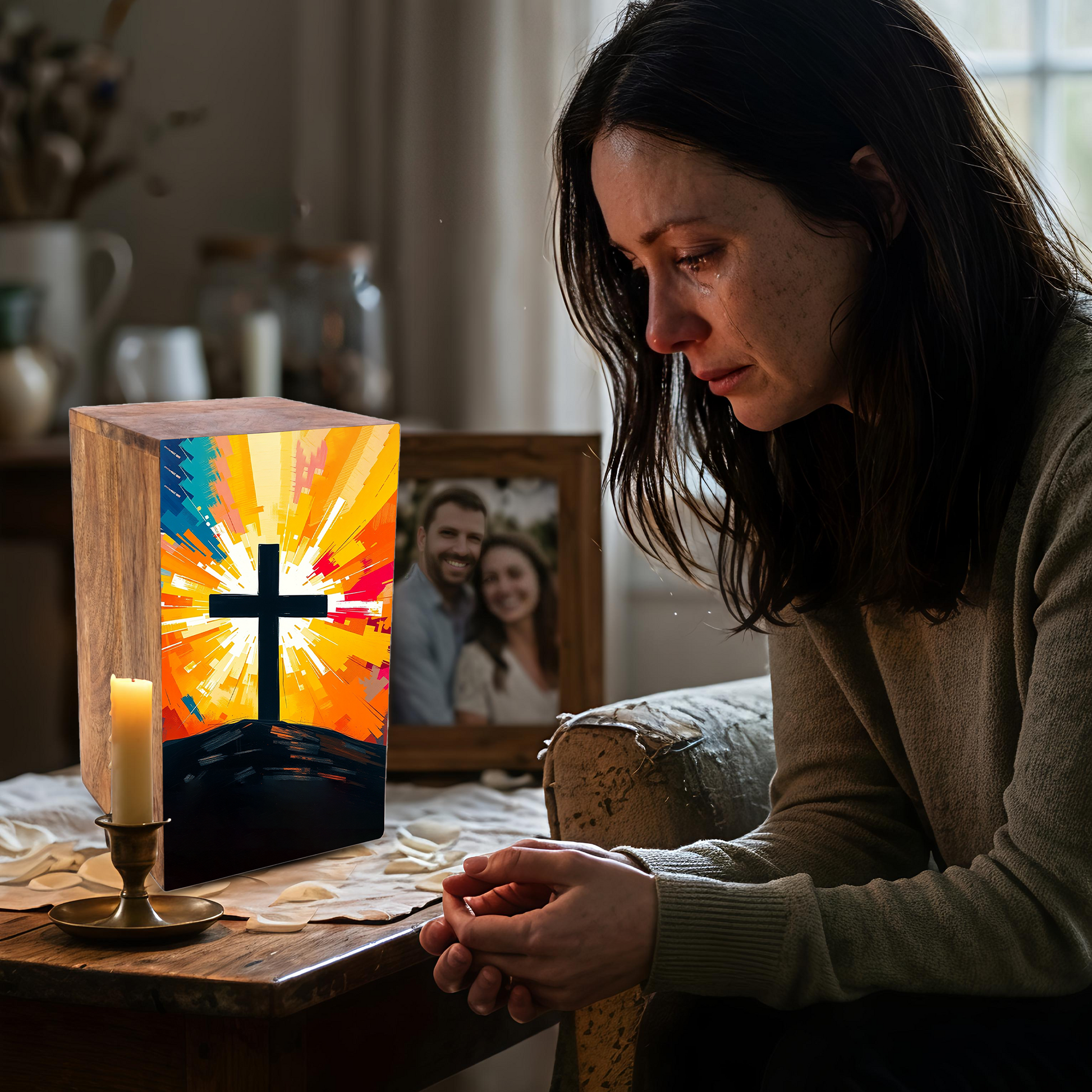 Celtic Cross Urn For Ashes - Religious Wooden Box keepsake Urns For Adults