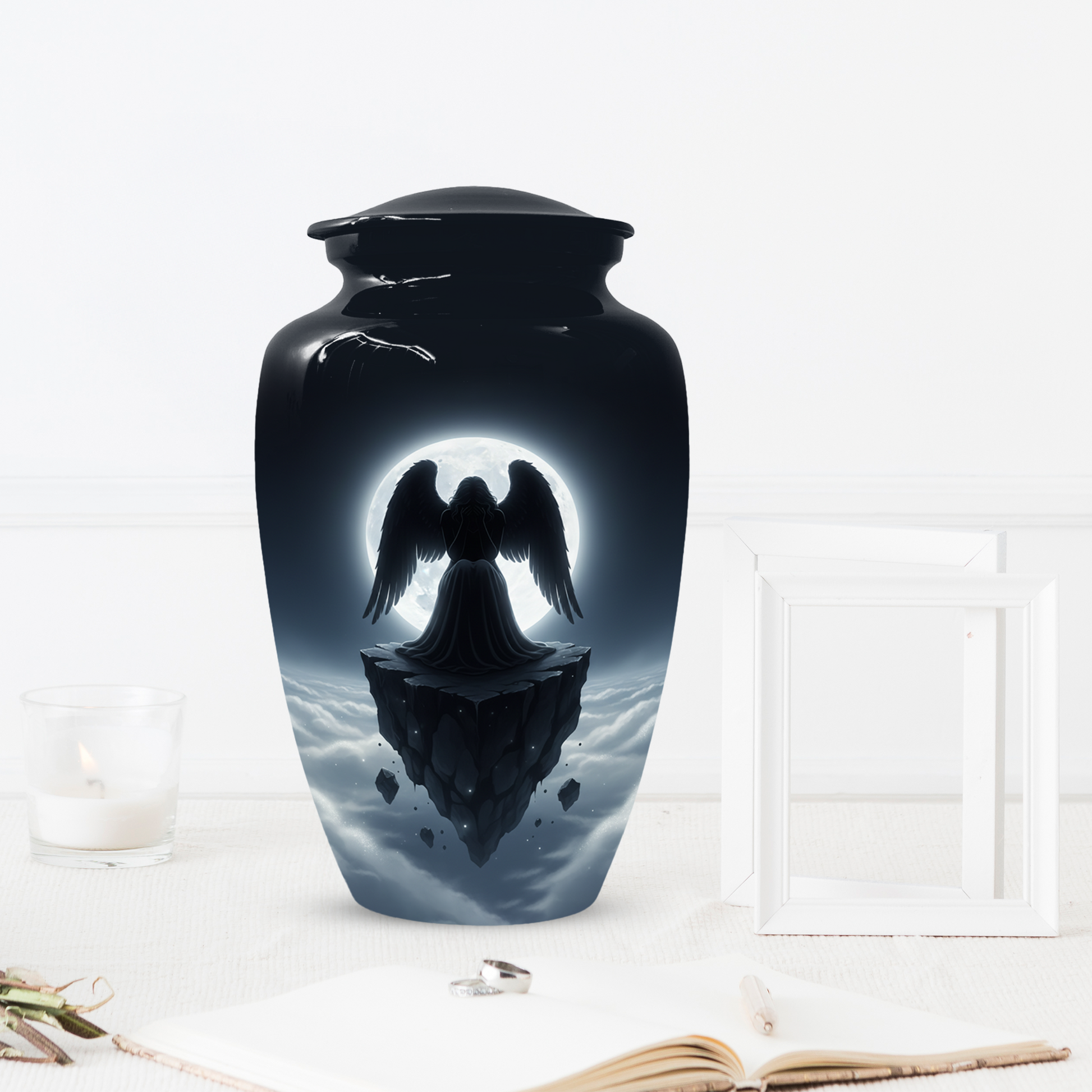 Personalized Angel Urn for Mom – Moonlight Guardian Angel Cremation Urn for Ashes