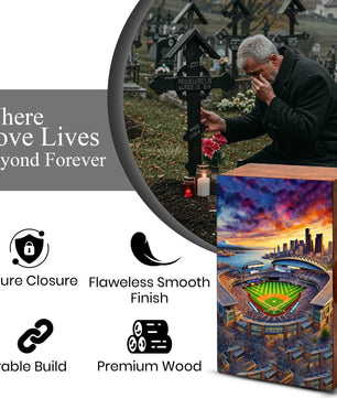 Baseball Stadium Urn For Ashes Male - Sports Wooden Keepsake box For Dad