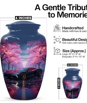 Personalized Sports Car Urn for Dad – Cherry Blossom Cremation for Ashes| Luxury Car Memorial Urns for Father