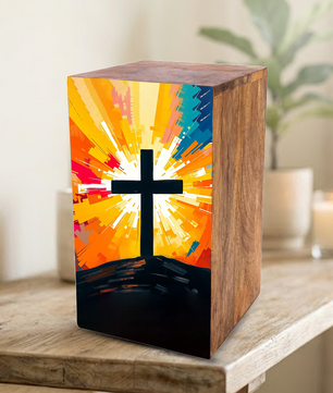 Celtic Cross Urn For Ashes - Religious Wooden Box keepsake Urns For Adults