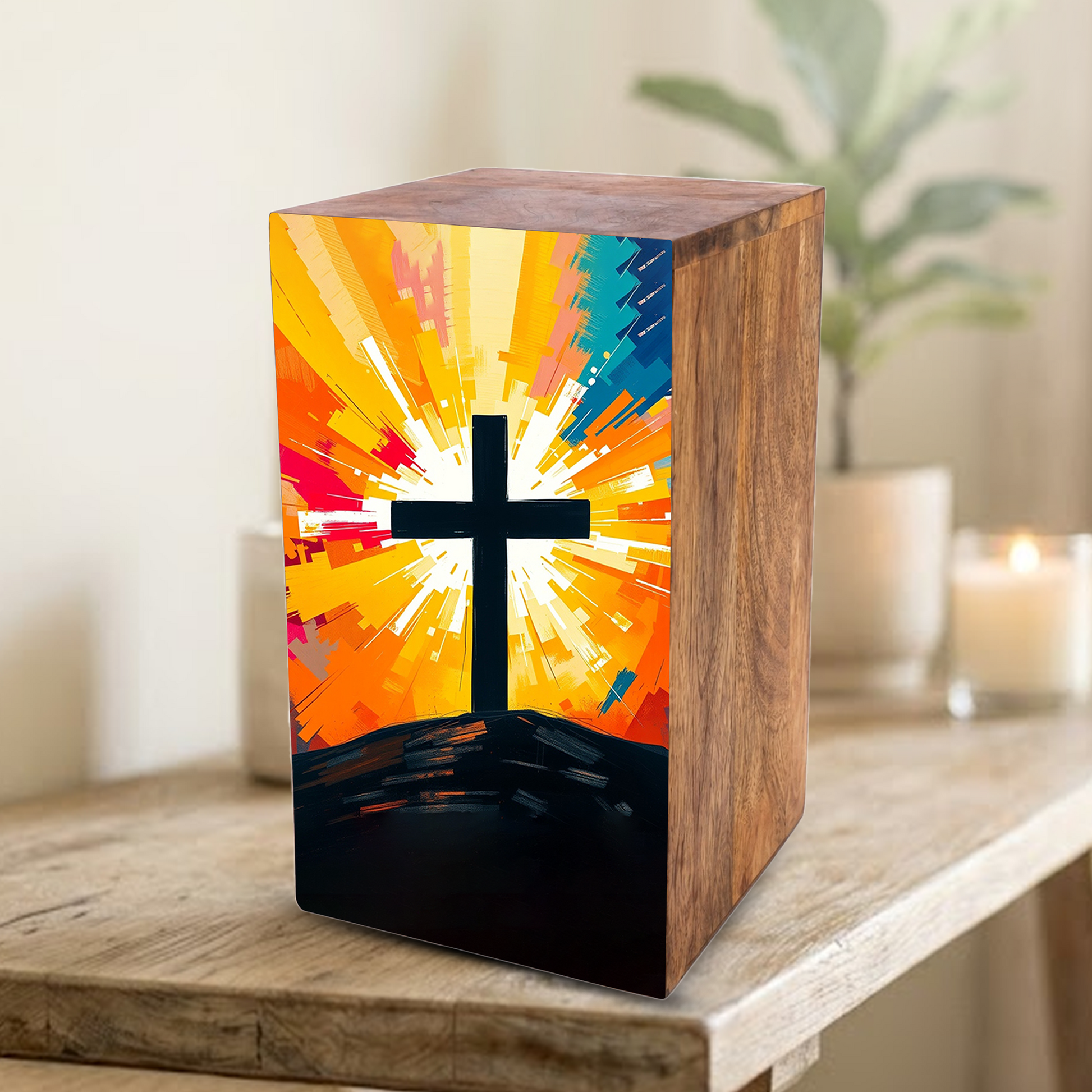 Celtic Cross Urn For Ashes - Religious Wooden Box keepsake Urns For Adults