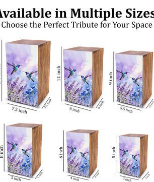 Purple Hummingbird Urn For Ashes - Flower Bird Keepsake Urns For Adults