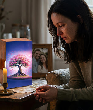 Music Note Tree Urn For Human Ashes - Personalized Pink Tree Keepsake Urns Box