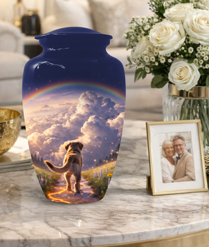Rainbow Bridge Dog Memorial Urn for Mom or Dad | Pet Memorial Cremation Urn for Human Ashes