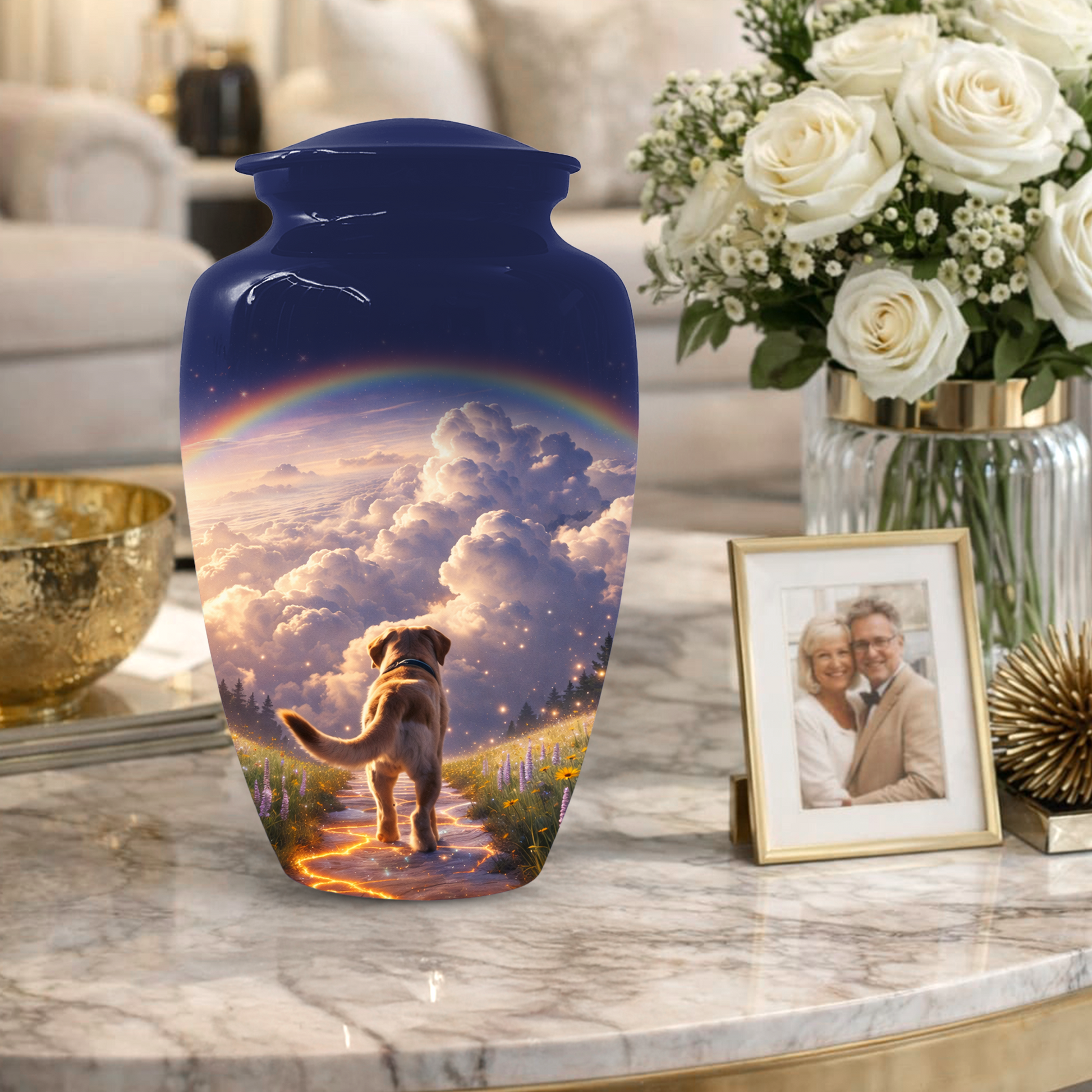 Rainbow Bridge Dog Memorial Urn for Mom or Dad | Pet Memorial Cremation Urn for Human Ashes