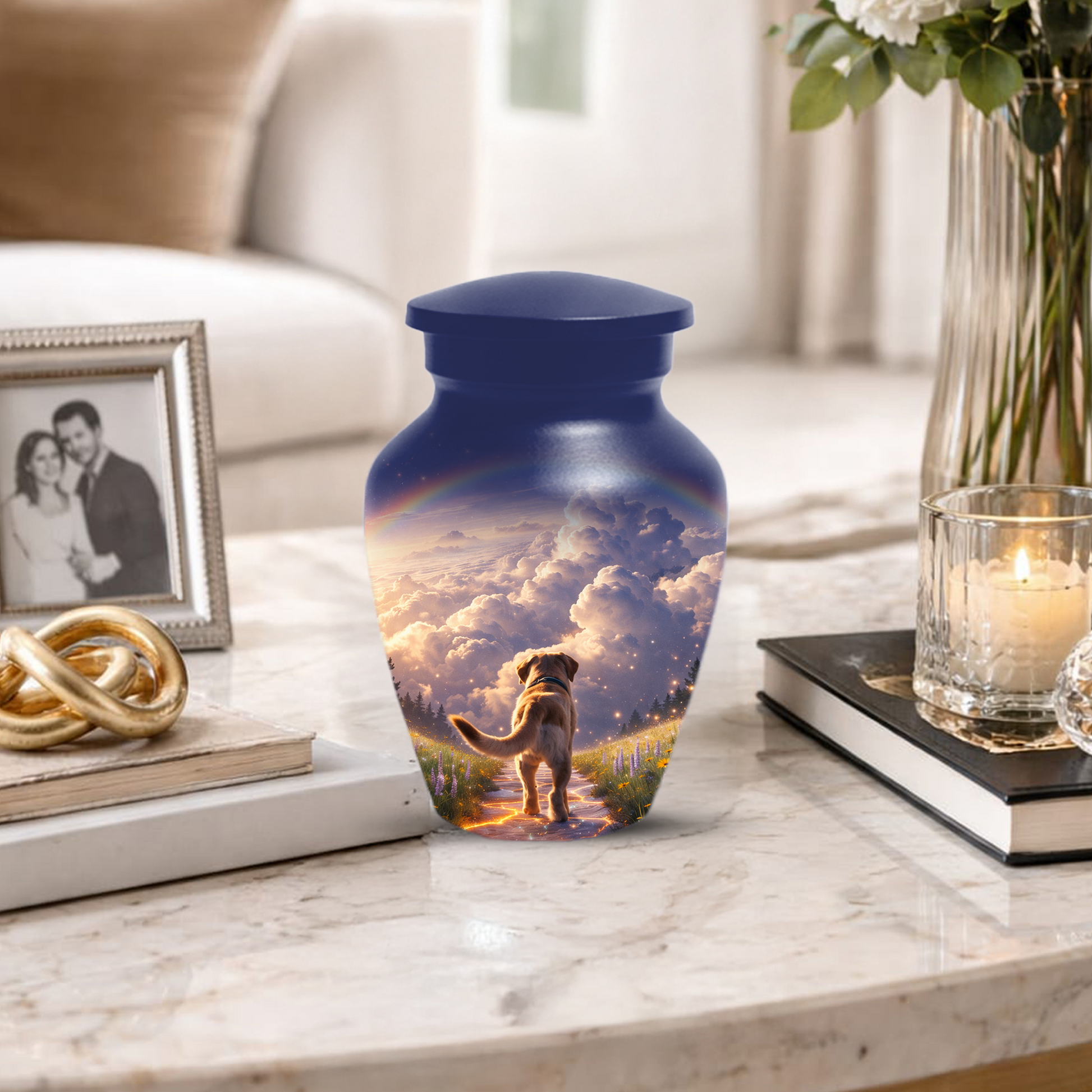 Rainbow Bridge Dog Memorial Urn for Mom or Dad | Pet Memorial Cremation Urn for Human Ashes