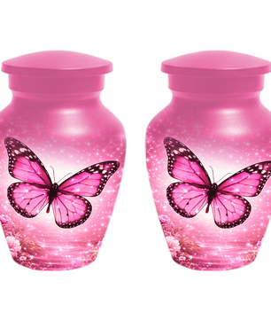 Pink Butterfly Adult Urn for Ashes, Personalized Cremation Urn for Mom