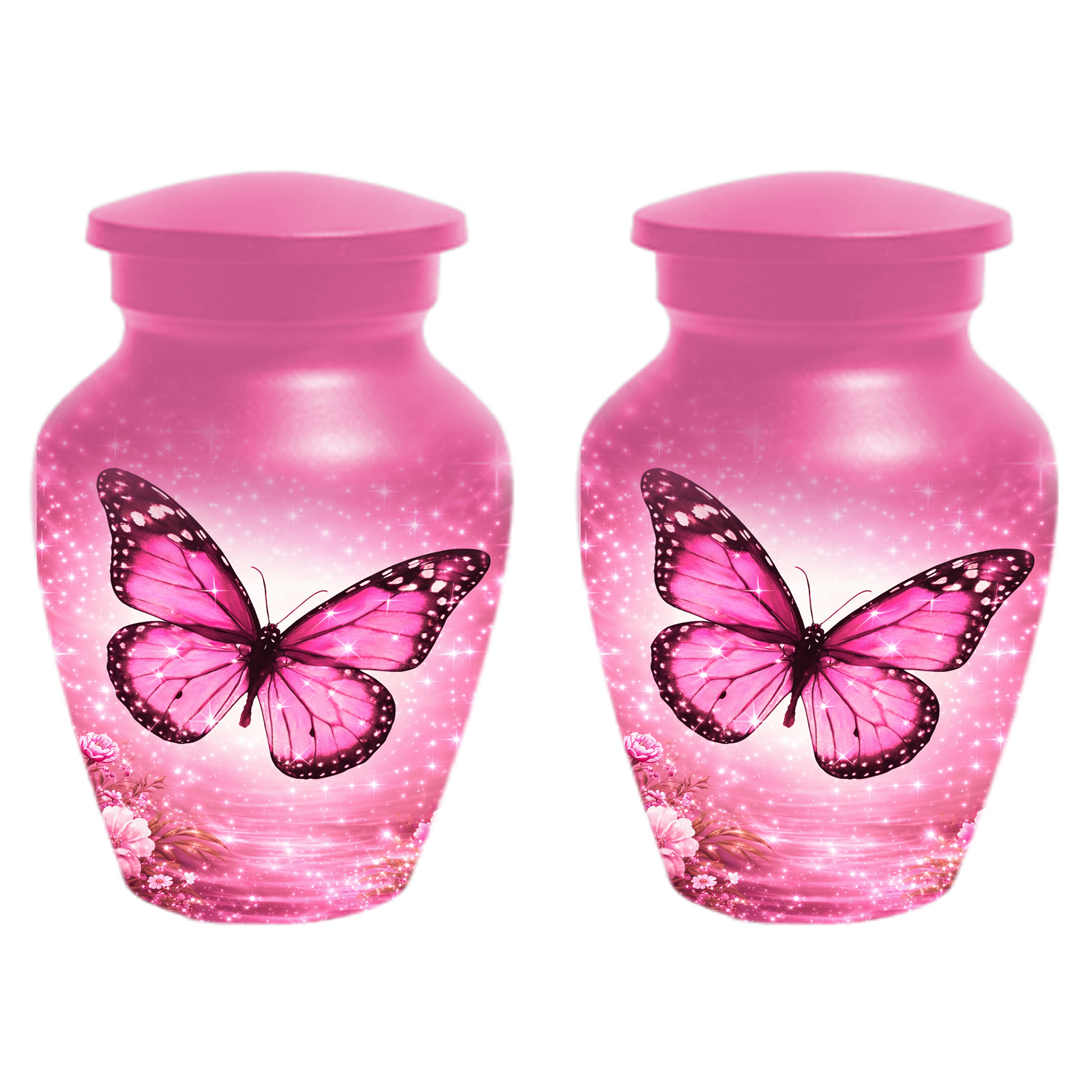 Pink Butterfly Adult Urn for Ashes, Personalized Cremation Urn for Mom