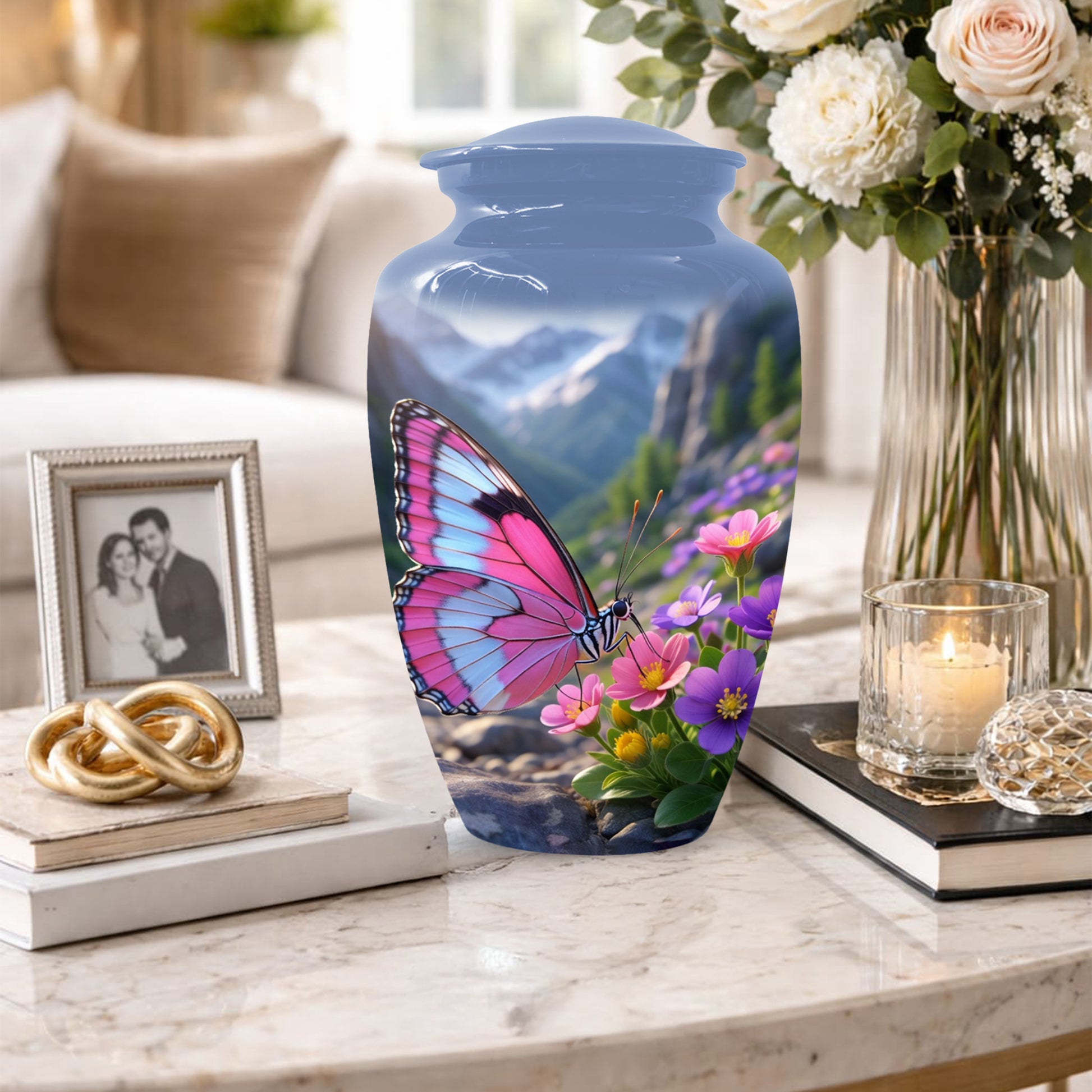 Beautiful Butterfly Keepsake Urn for Mom -  Personalized Memorial Cremation Urns for Women