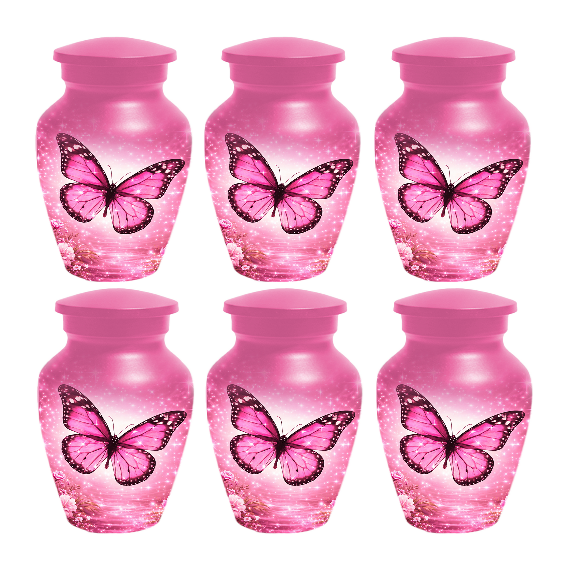 Pink Butterfly Adult Urn for Ashes, Personalized Cremation Urn for Mom