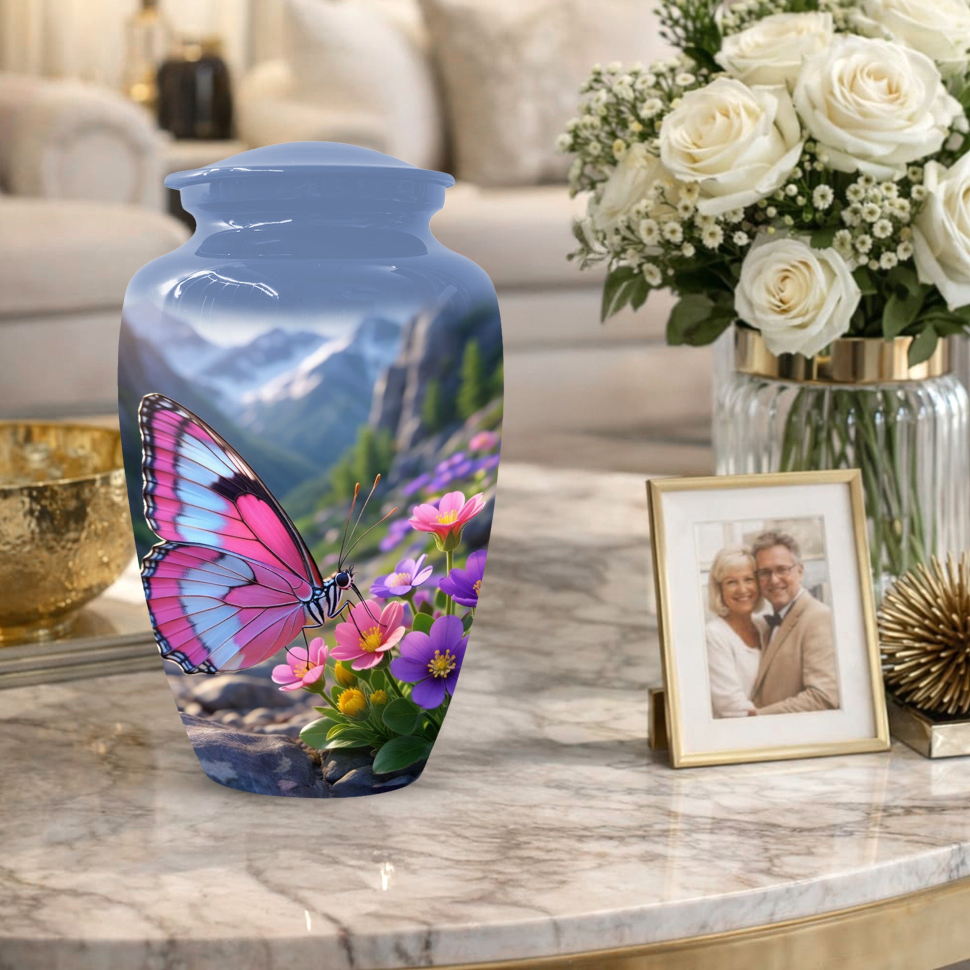 Beautiful Butterfly Keepsake Urn for Mom -  Personalized Memorial Cremation Urns for Women