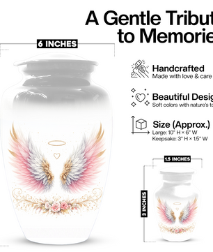 Personalized Angel Wings Cremation Urn for Human Ashes | Custom Adult Urn
