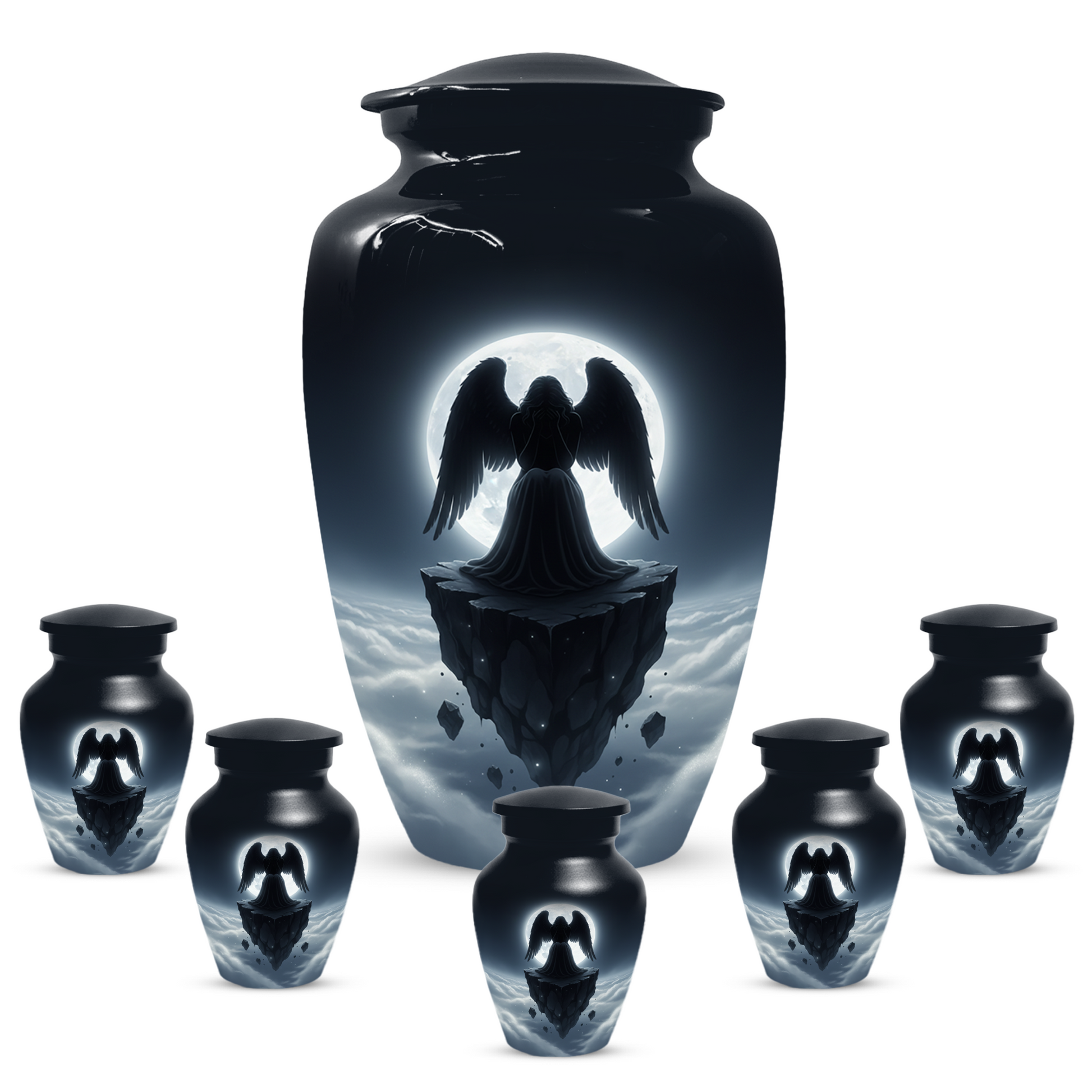 Personalized Angel Urn for Mom – Moonlight Guardian Angel Cremation Urn for Ashes