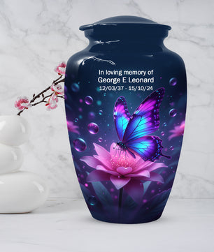 Blue and Pink Butterfly Urn for Human Ashes | Beautiful Butterfly Adult Cremation Urn