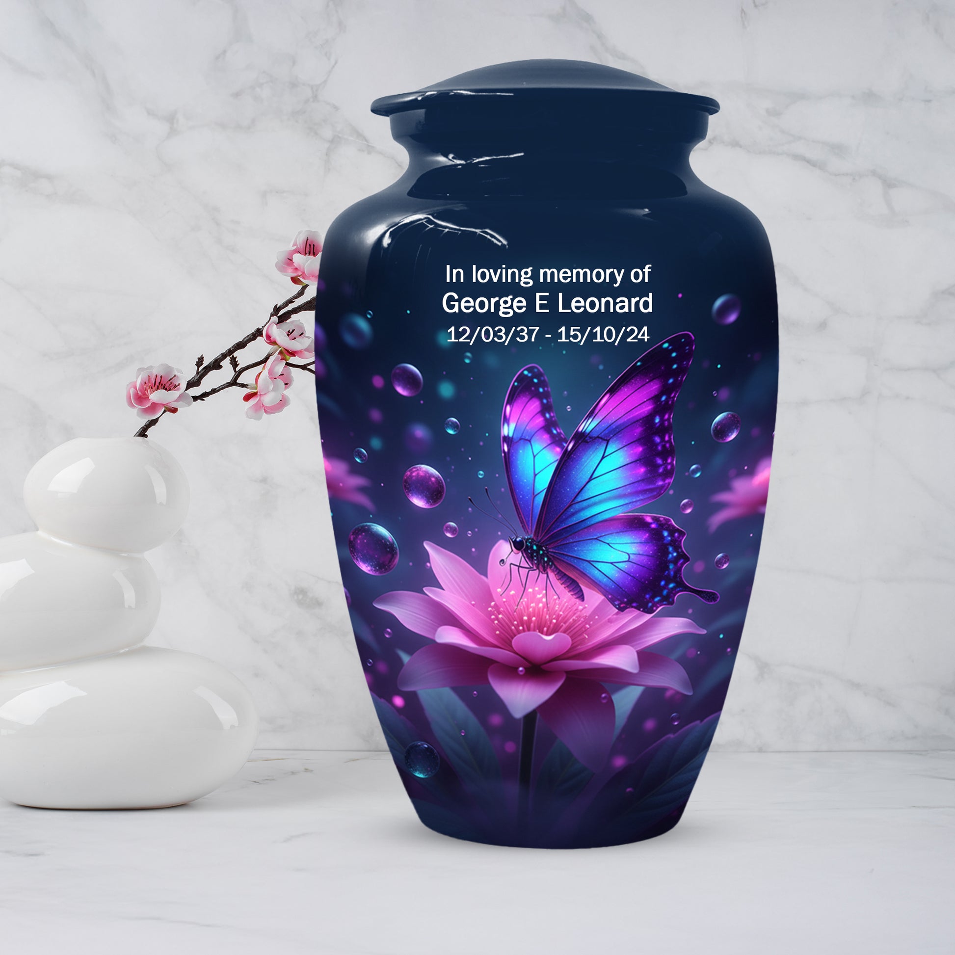 Blue and Pink Butterfly Urn for Human Ashes | Beautiful Butterfly Adult Cremation Urn