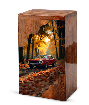 Wooden Cremation Urn – Classic Car Memorial Design | Custom Wooden Urn for Human Ashes