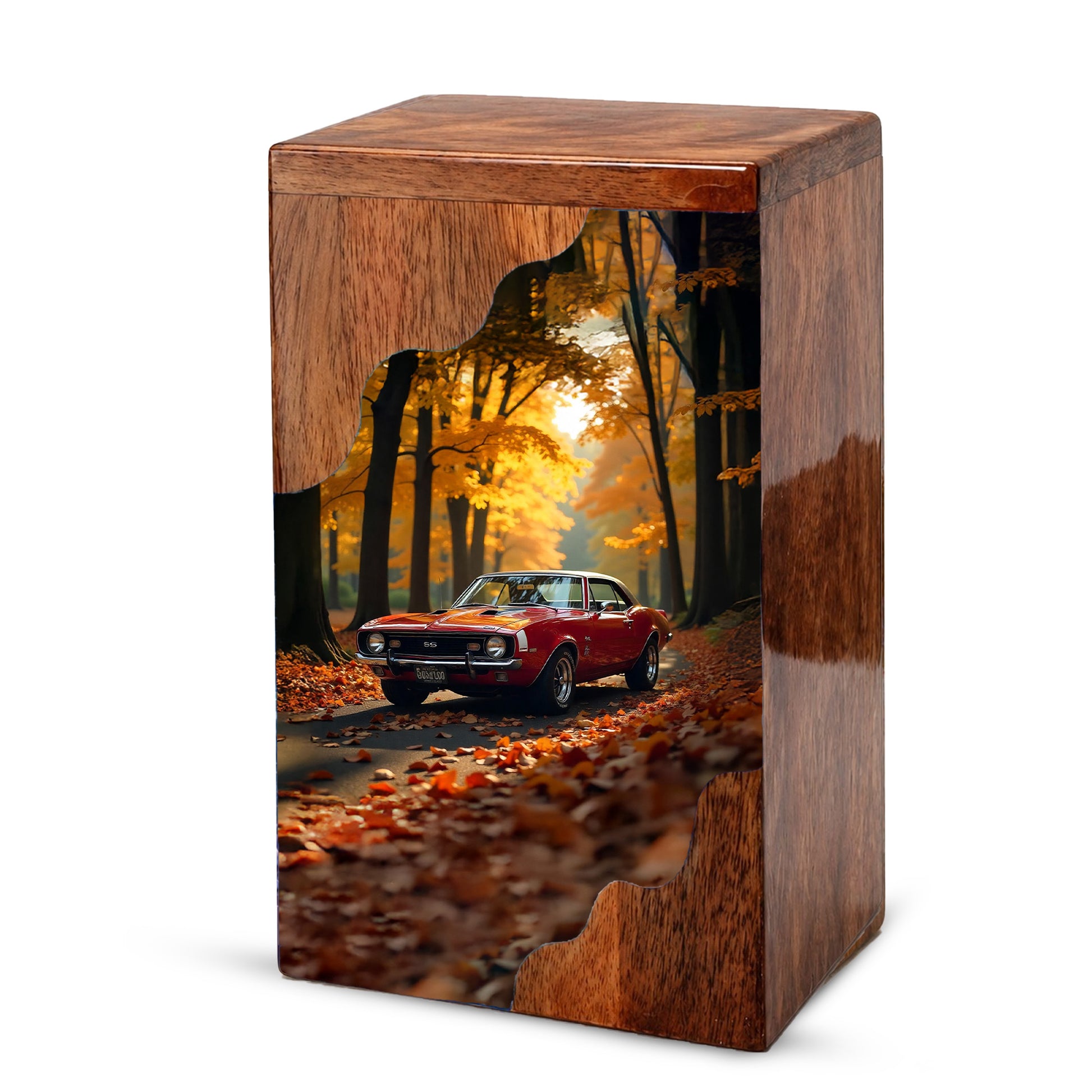 Wooden Cremation Urn – Classic Car Memorial Design | Custom Wooden Urn for Human Ashes