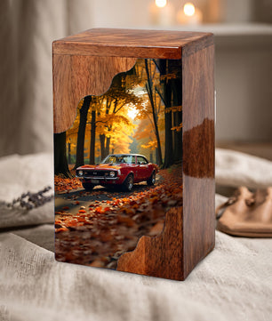 Wooden Cremation Urn – Classic Car Memorial Design | Custom Wooden Urn for Human Ashes