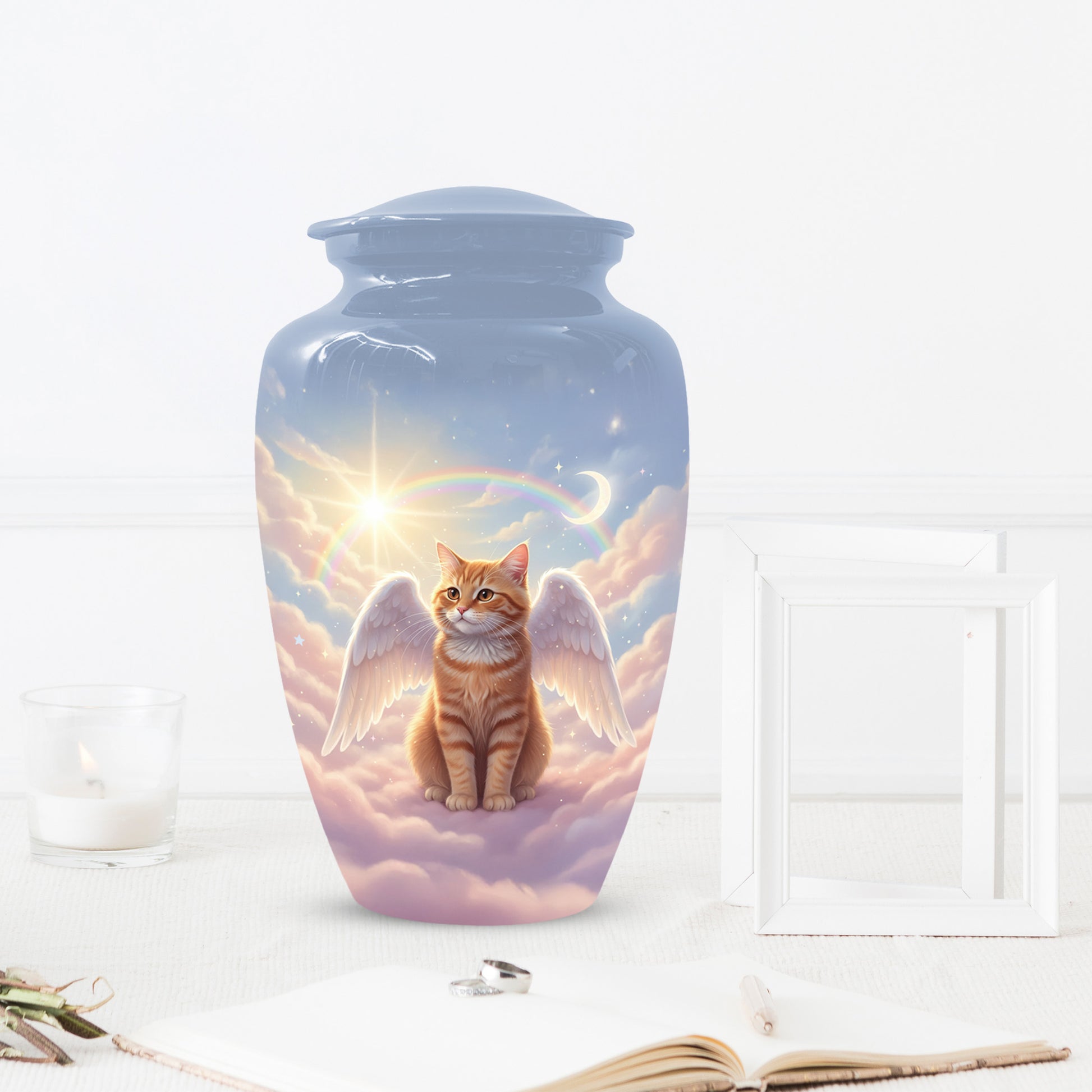 Cat Wing Urn for Adult Ashes | Angel Cat Cremation Urn & Memorial Urn