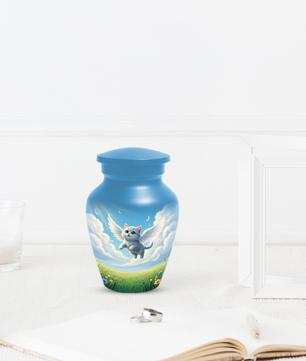 Personalized Angel Cat Urn for Ashes –  Metal Pet Memorial Urns for Cat Ash |  Rainbow Bridge Cat Loss Gift