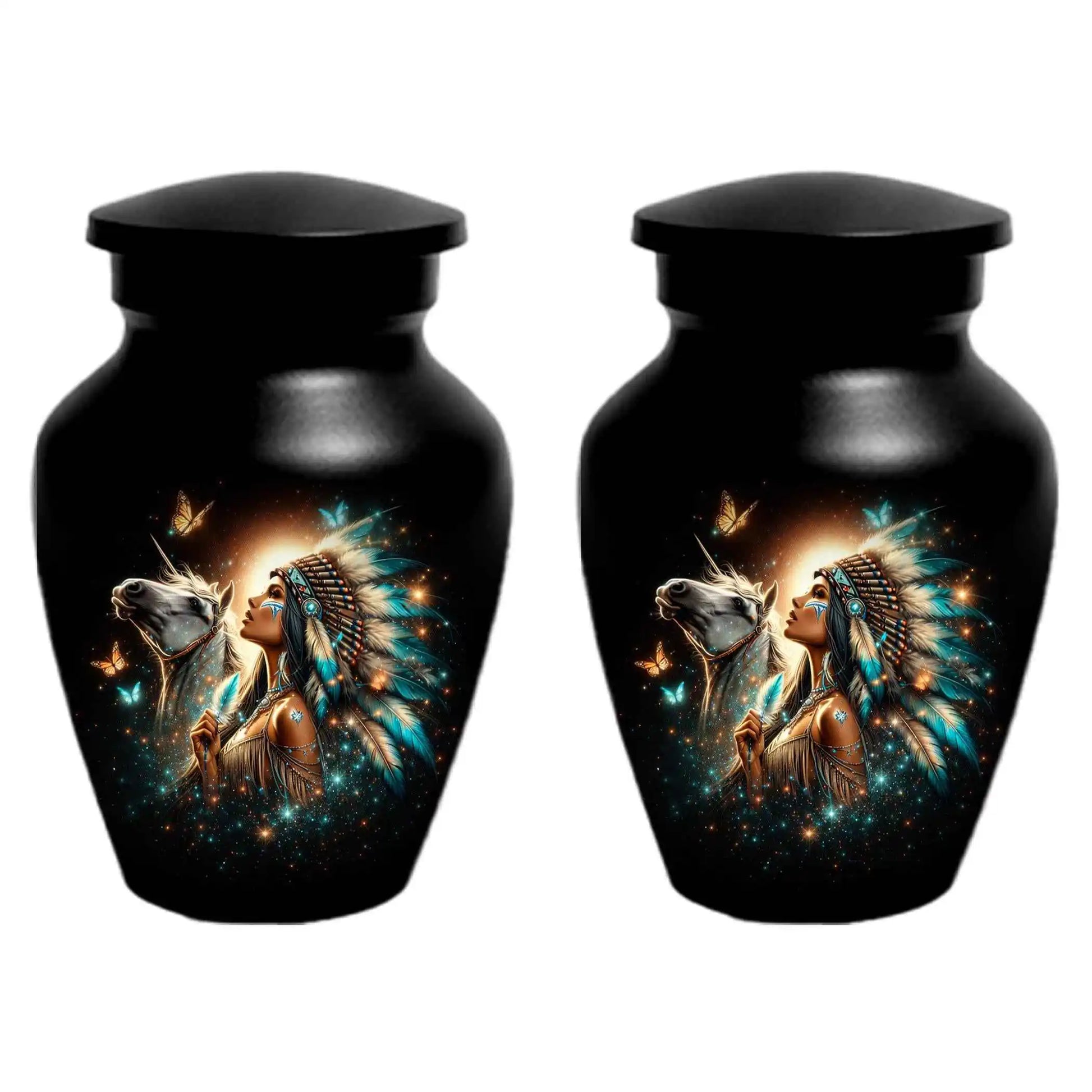 Western Native American Urn For Women Ashes - Unique Horse Mini Urns For Female