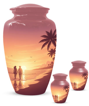 Beach Love Urn For Mom and Dad, Sunset Cremation Urns For Adults Human Ashes