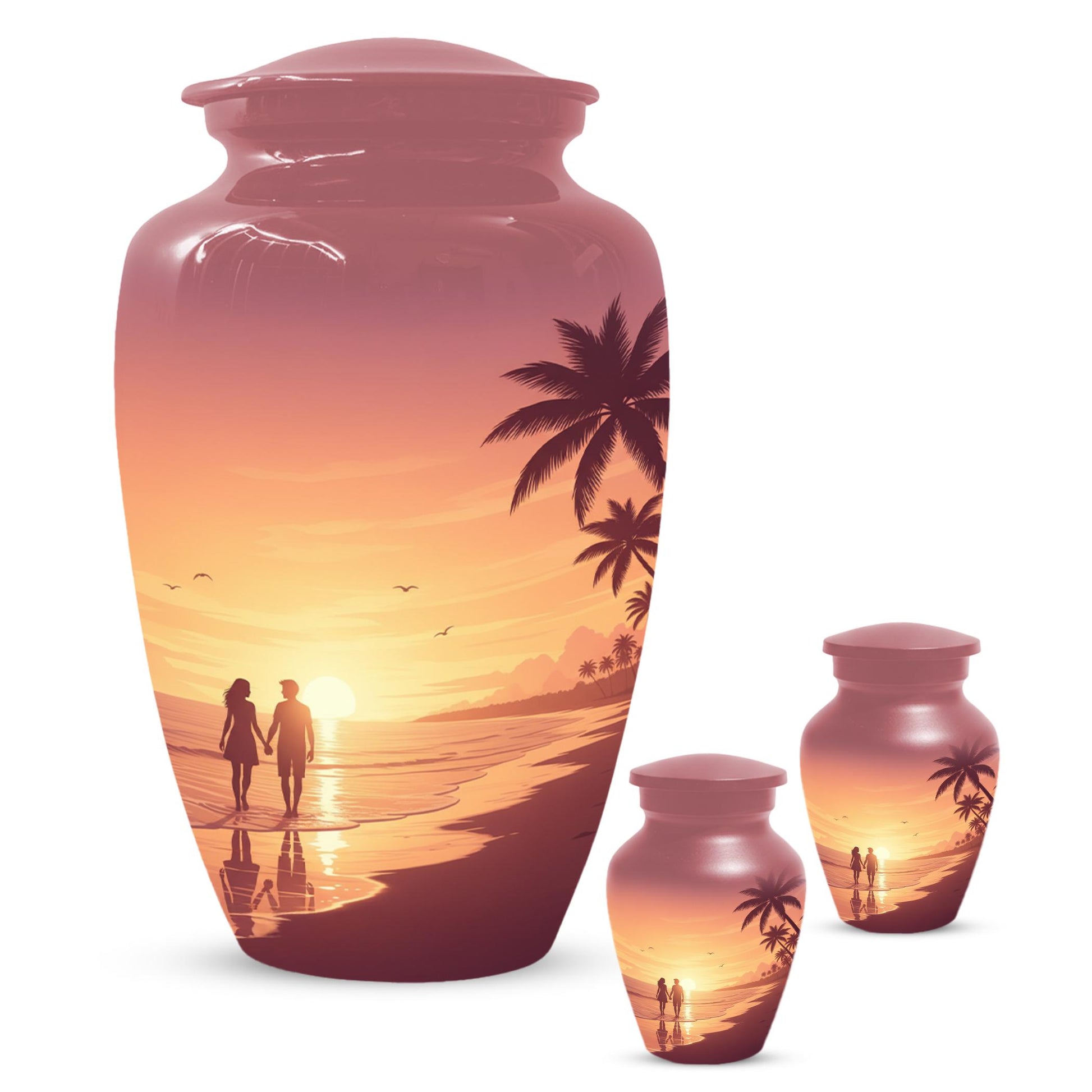 Beach Love Urn For Mom and Dad, Sunset Cremation Urns For Adults Human Ashes