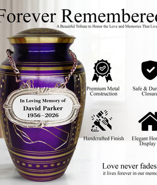 Brass Urns for Human Ashes Adult Male, (Multiple Themes, Brass Urn for Ashes, Variation 03)