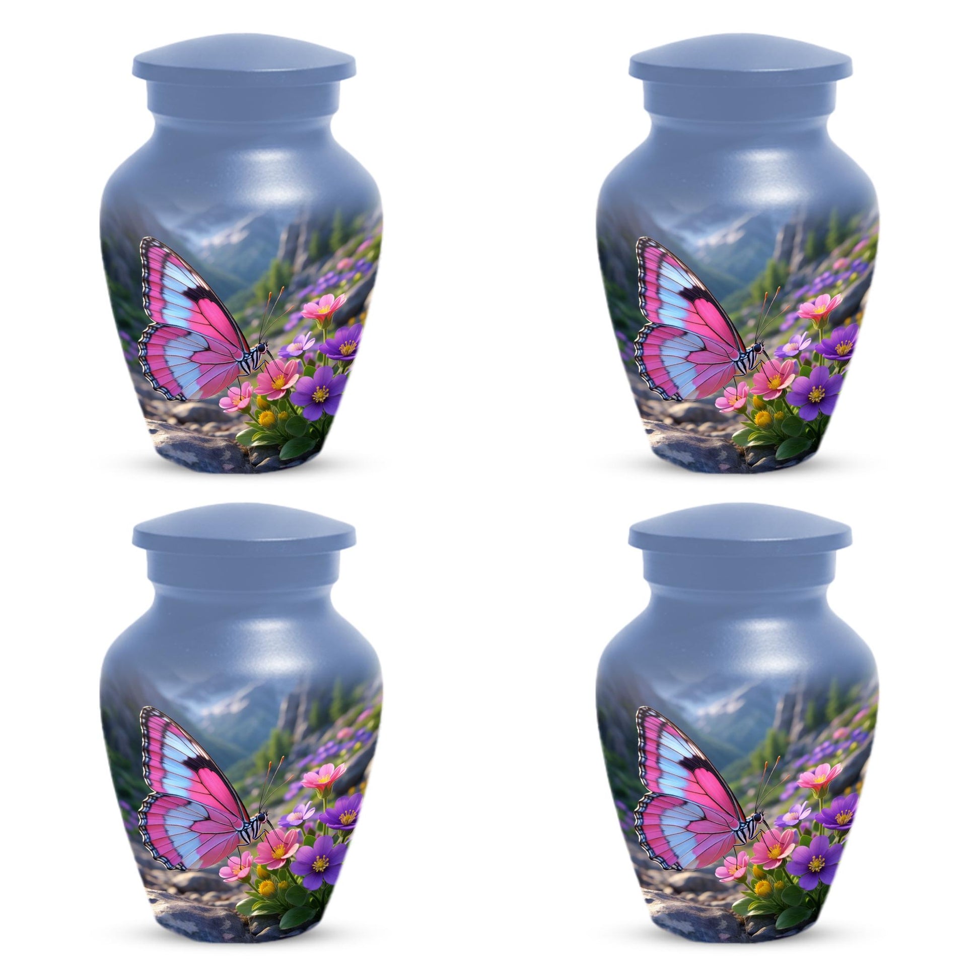 Pink Butterfly Urn For Mom Ashes - Memorial Keepsake Mini Urns For Female