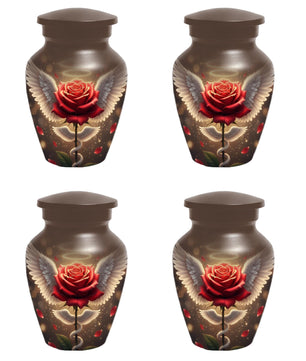 Red Rose Urn For Adult Female | Angel Wings Flower Urns For Human Ashes