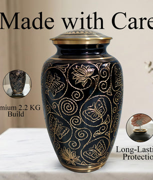Brass Urns for Human Ashes Adult Male, (Multiple Themes, Brass Urn for Ashes, Variation 03)