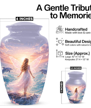 Mermaid Urn For Women Ashes - Fairy Princess Cremation Urns For Female