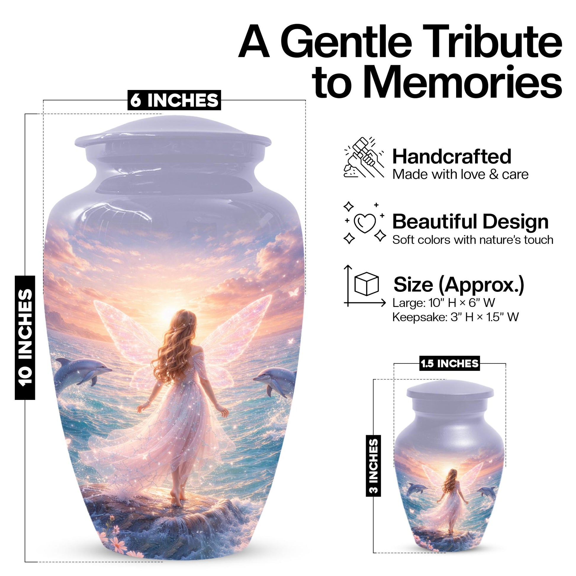 Mermaid Urn For Women Ashes - Fairy Princess Cremation Urns For Female