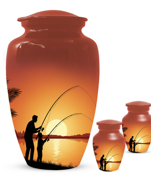 Fishing Urn for Dad, Gone Fishing Urn, Personalized Cremation Urn for Human Ashes