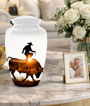 Western Cowboy memorial Urn for Dad - Cowboy Cremation Urns for Men