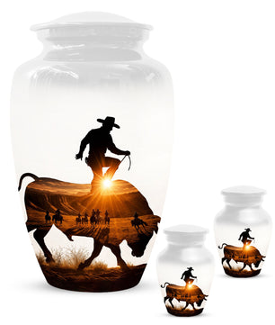Western Cowboy memorial Urn for Dad - Cowboy Cremation Urns for Men