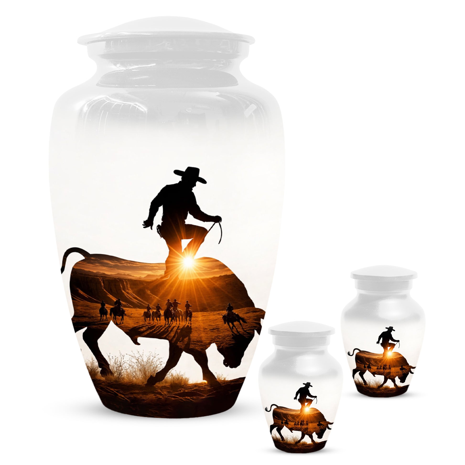 Western Cowboy memorial Urn for Dad - Cowboy Cremation Urns for Men