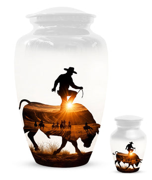 Western Cowboy memorial Urn for Dad - Cowboy Cremation Urns for Men
